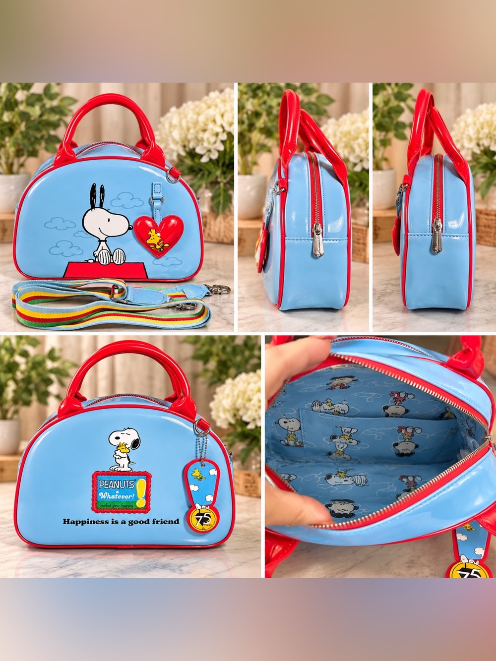 Whatever Makes You Happy Peanuts 75th Anniversary Snoopy Bowler Bag